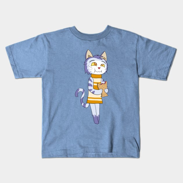 Chibi Cat w/ Taiyaki Cake 3 Kids T-Shirt by VixenwithStripes